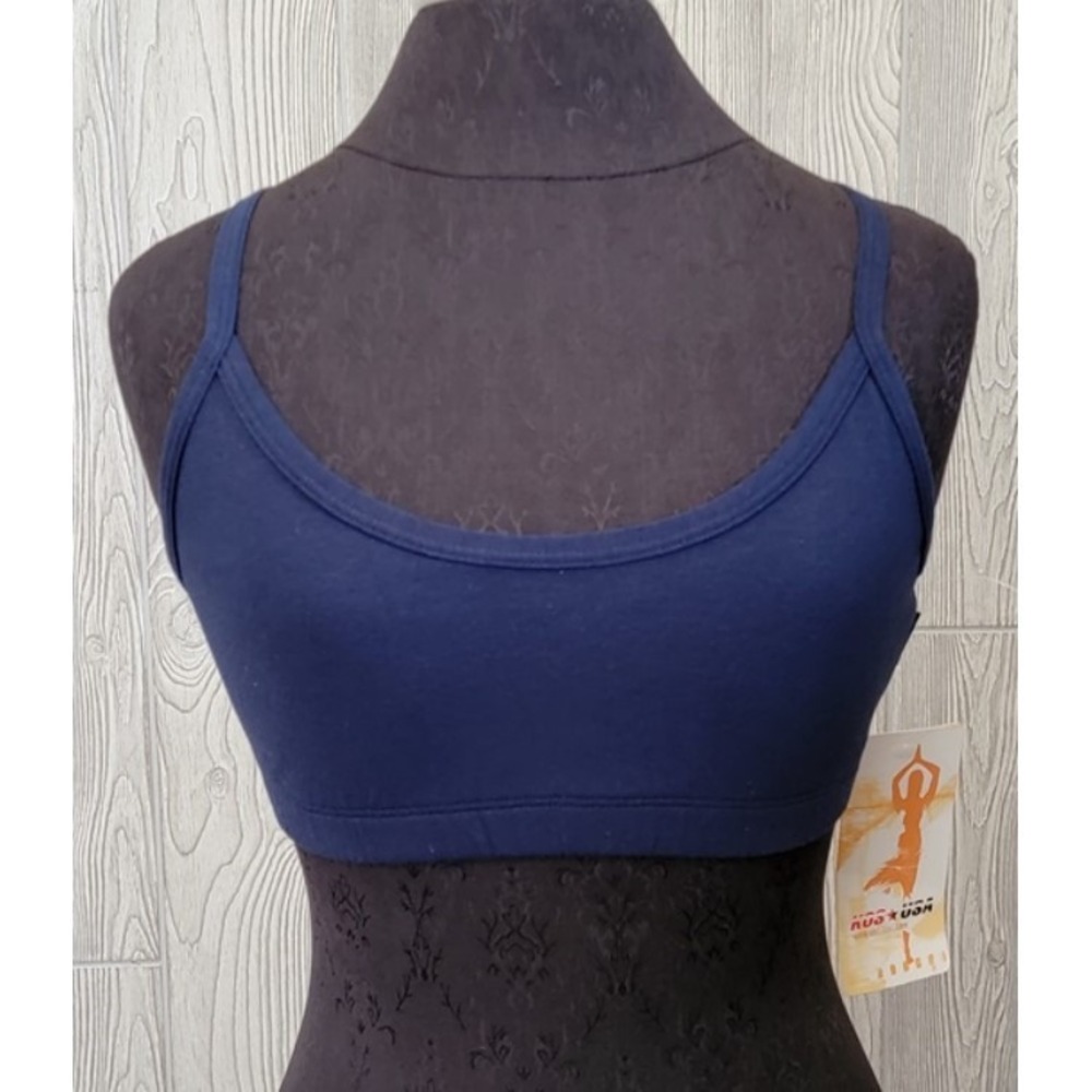 NWT Kos USA L Cross Back Dance Yoga Low-Impact Sports Bra 674 Navy Blue #97136